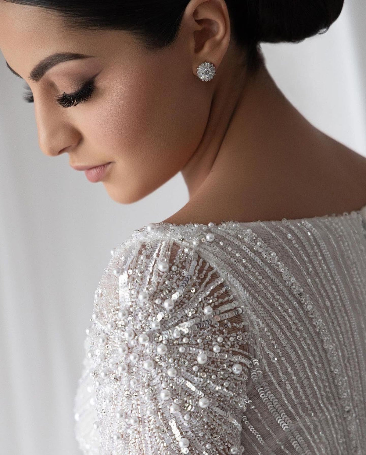 C2026-LS0916 - Beaded long sleeve scoop neck Wedding Dress