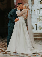 C2023-LS33H - Vestido de novia blusón manga larga talla grande con cuello en V