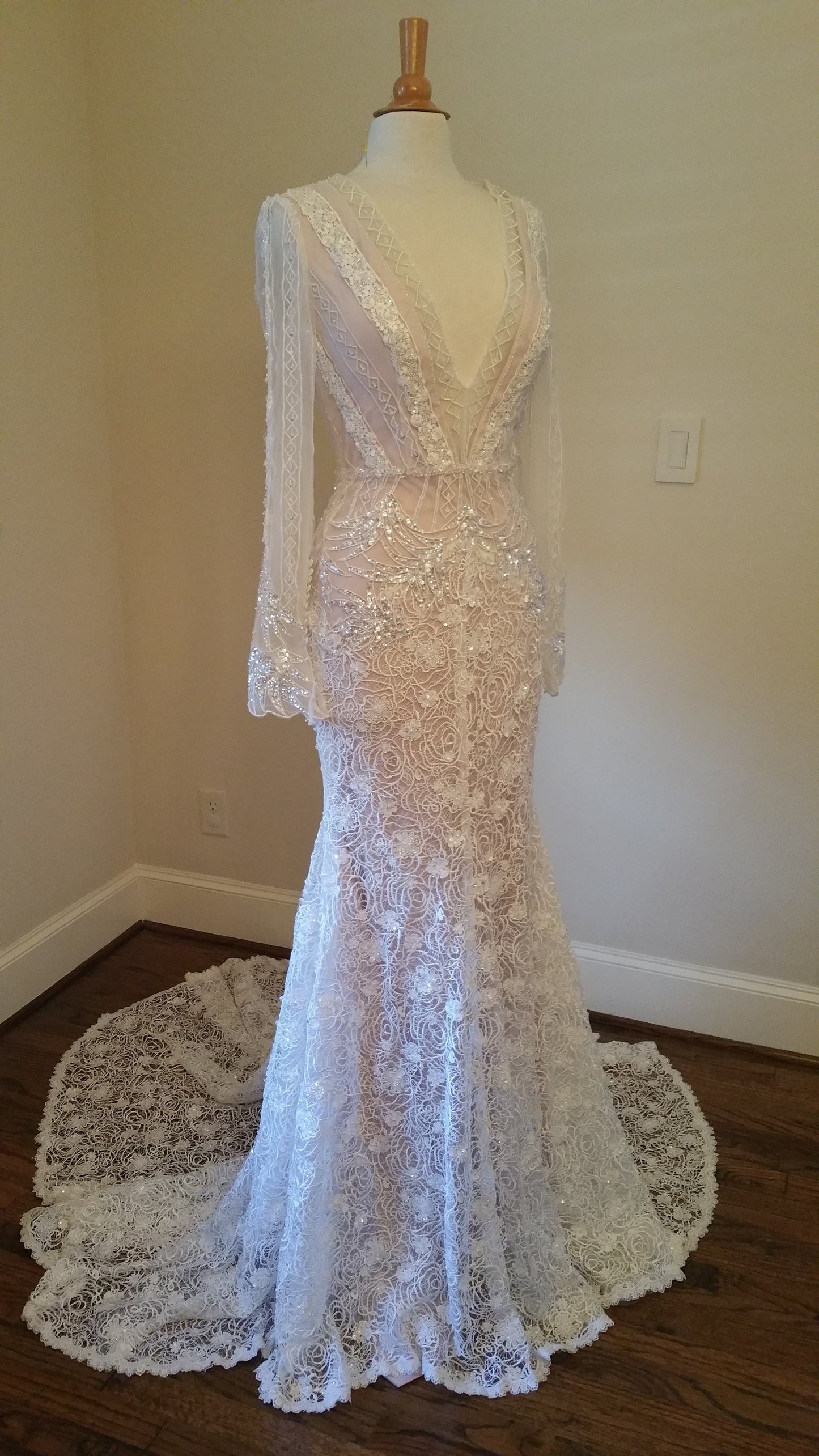 Style C2015-MJLS - replication of a long sleeve wedding gown inspired by Inbal Dror
