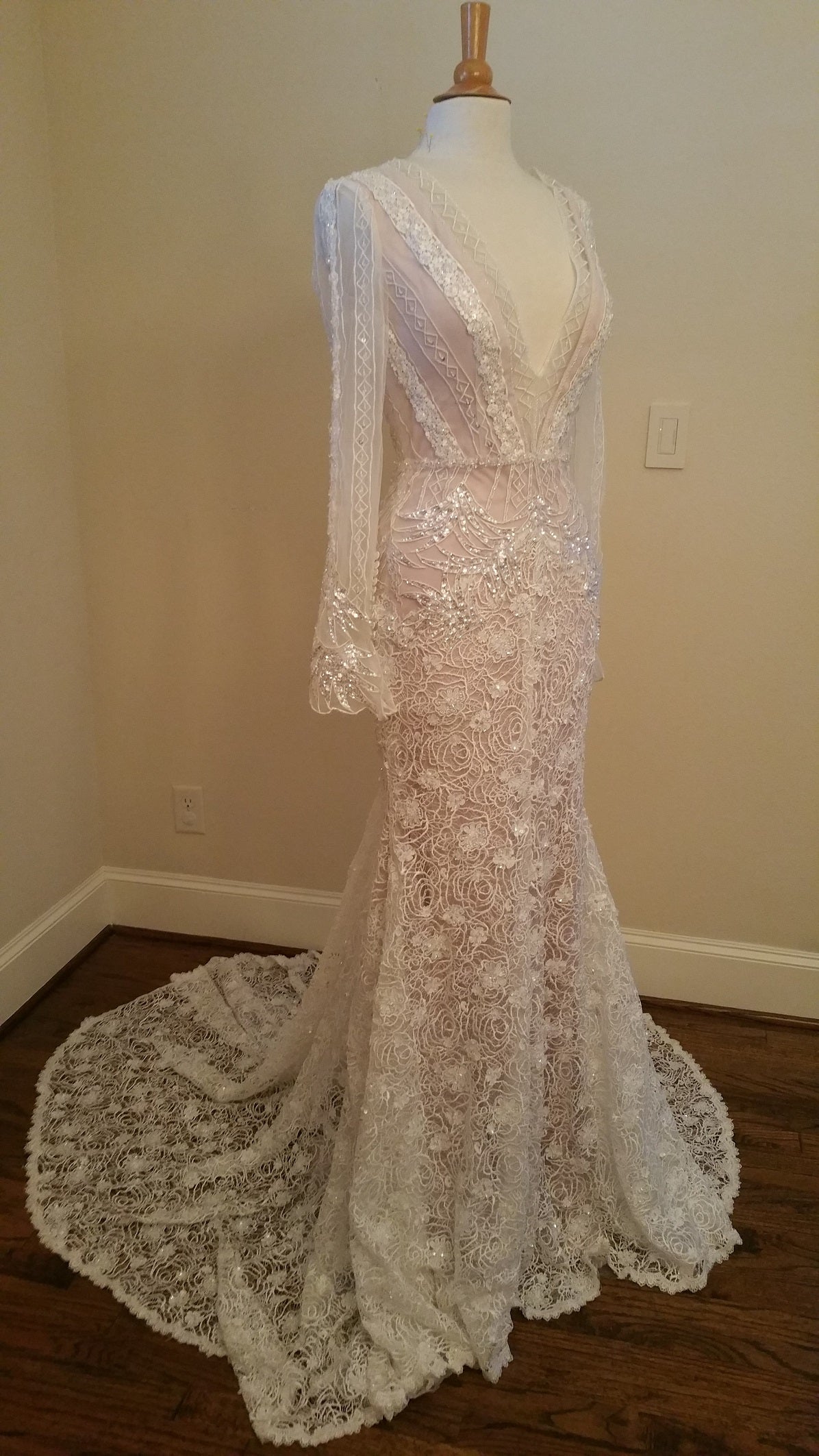 Style C2015-MJLS - replication of a long sleeve wedding gown inspired by Inbal Dror
