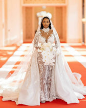 C2023-LSC927 Illusion neck line long sleeve designer wedding dress