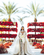 C2023-LSC927 Illusion neck line long sleeve designer wedding dress