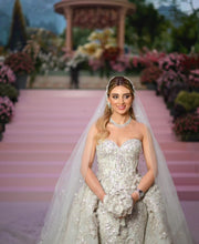 C2023-DBG593 - Vestido de novia sin tirantes con escote en forma de corazón y falda desmontable