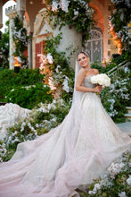 C2023-BG8 - vestido de novia estilo vestido de gala sin tirantes con pedrería y cristales swarovski
