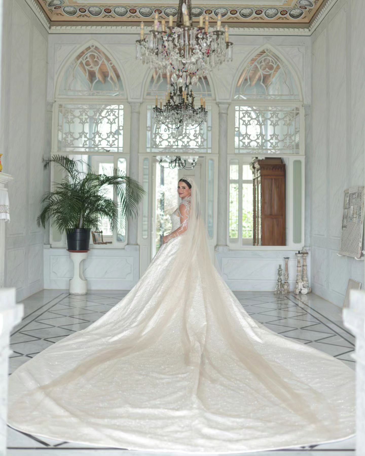 C2023-LS6C - Robe de mariée transparente à manches longues, décolleté illusion, col haut, robe de bal