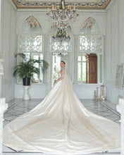 C2023-IN52B - sheer long sleeve illusion neckline with high collar wedding dress ballgown