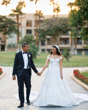 C2023-OS41H - vestido de novia formal con hombros descubiertos y cuentas