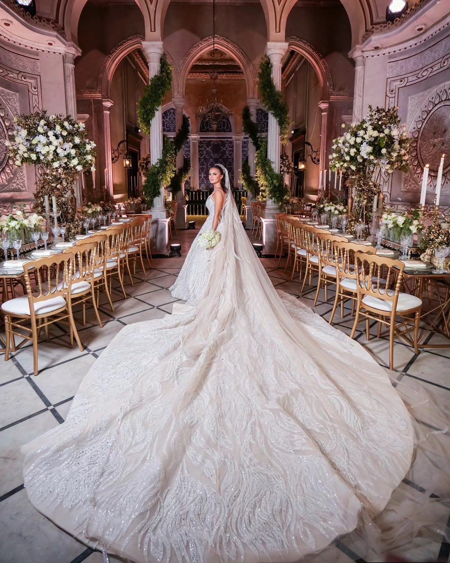 C2023-BG6622 - sleeveless beaded ball gown wedding dress with cathedral train