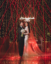 C2023-LSL3366 - Vestido de novia transparente de encaje con pedrería y manga larga y velo