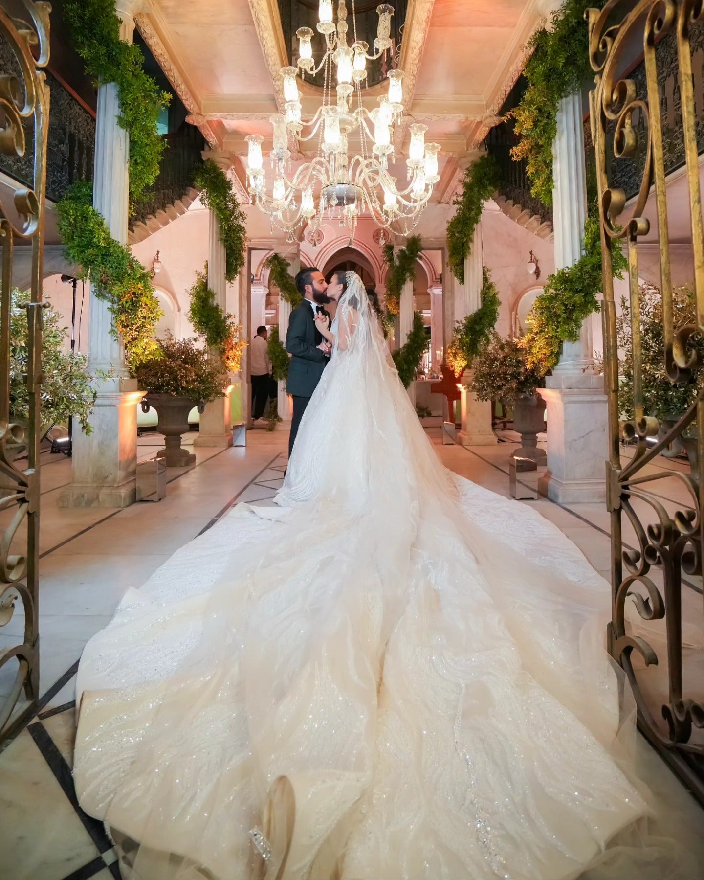 C2023-BG6622 - sleeveless beaded ball gown wedding dress with cathedral train