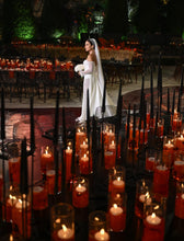 C2025-LS2882 - beaded off the shoulder sheer wedding gown with long sleeves