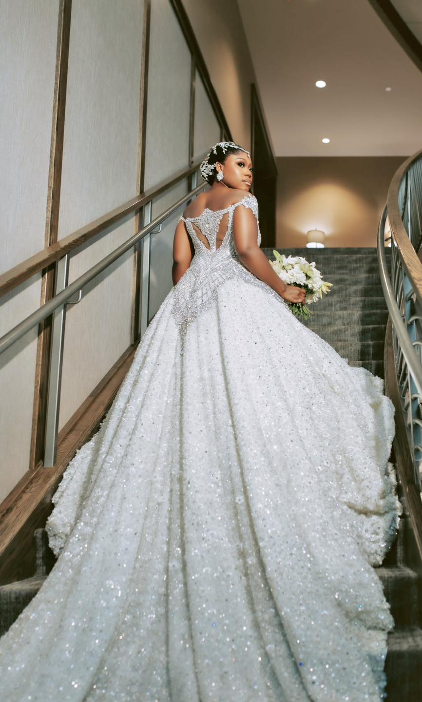 C2026-LA0526 - Crystal Beaded Off the Shoulder Wedding Ball Gown