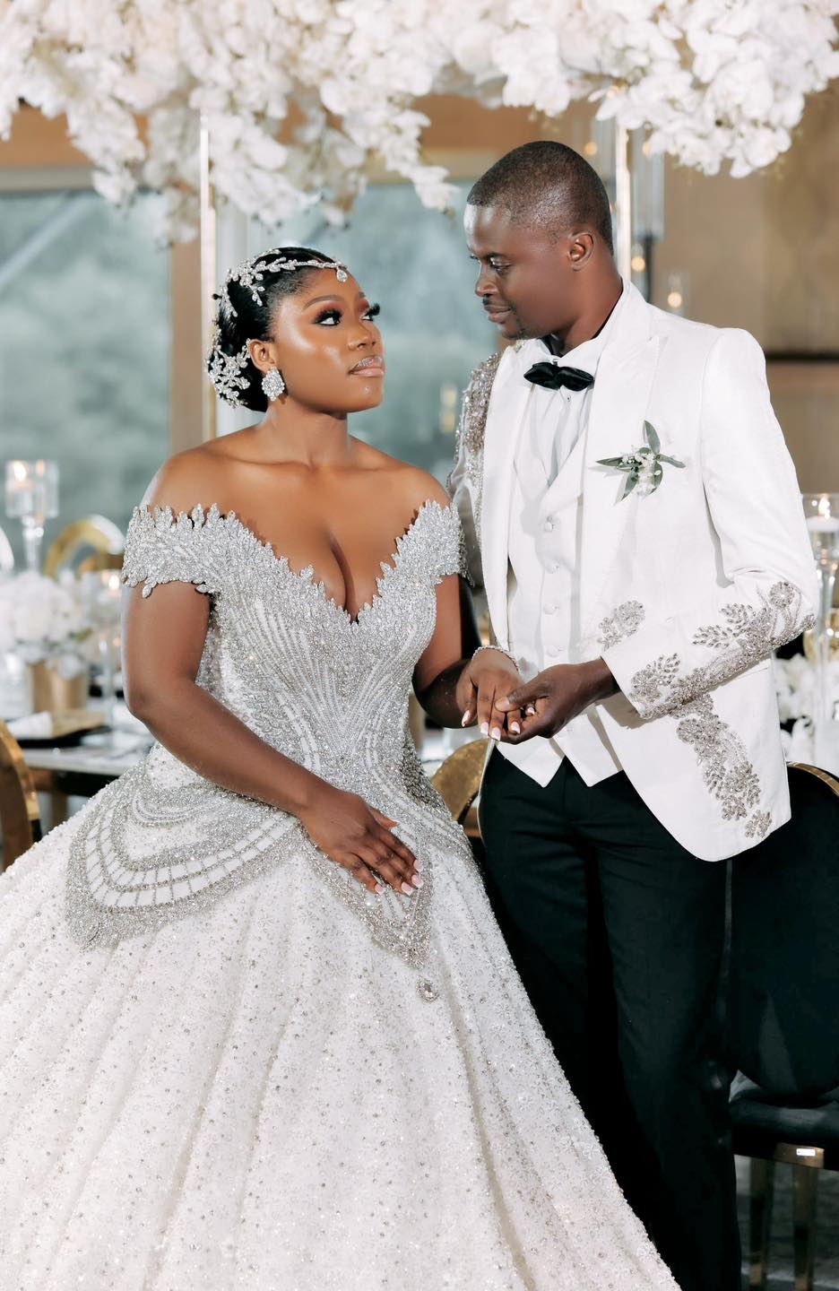 C2026-LA0526 - Crystal Beaded Off the Shoulder Wedding Ball Gown