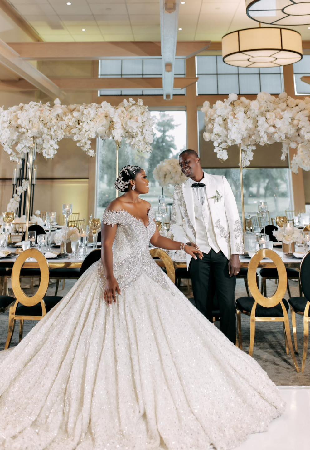 C2026-LA0526 - Crystal Beaded Off the Shoulder Wedding Ball Gown