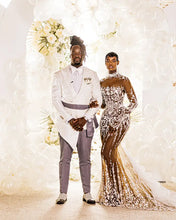 C2023-NLS2k - Sexy sheer nude long sleeve embroidered wedding gown