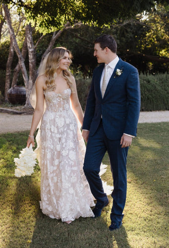 C2023-SL003H - strapless a-line lace wedding gowns