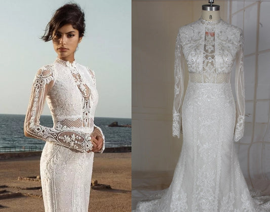 C2021-Heiss  Long Sleeve replicated wedding gown