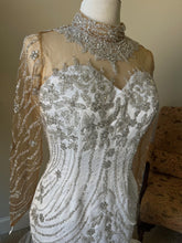 C2025-Berline - crystal beaded fitted wedding gown with long sleeves
