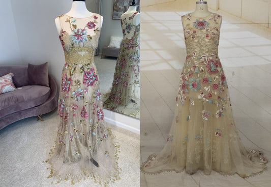 Style C2020-JParot - Sleeveless vintage style embroidered formal evening wedding gown