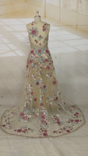 Style C2020-JParot - Sleeveless vintage style embroidered formal evening wedding gown