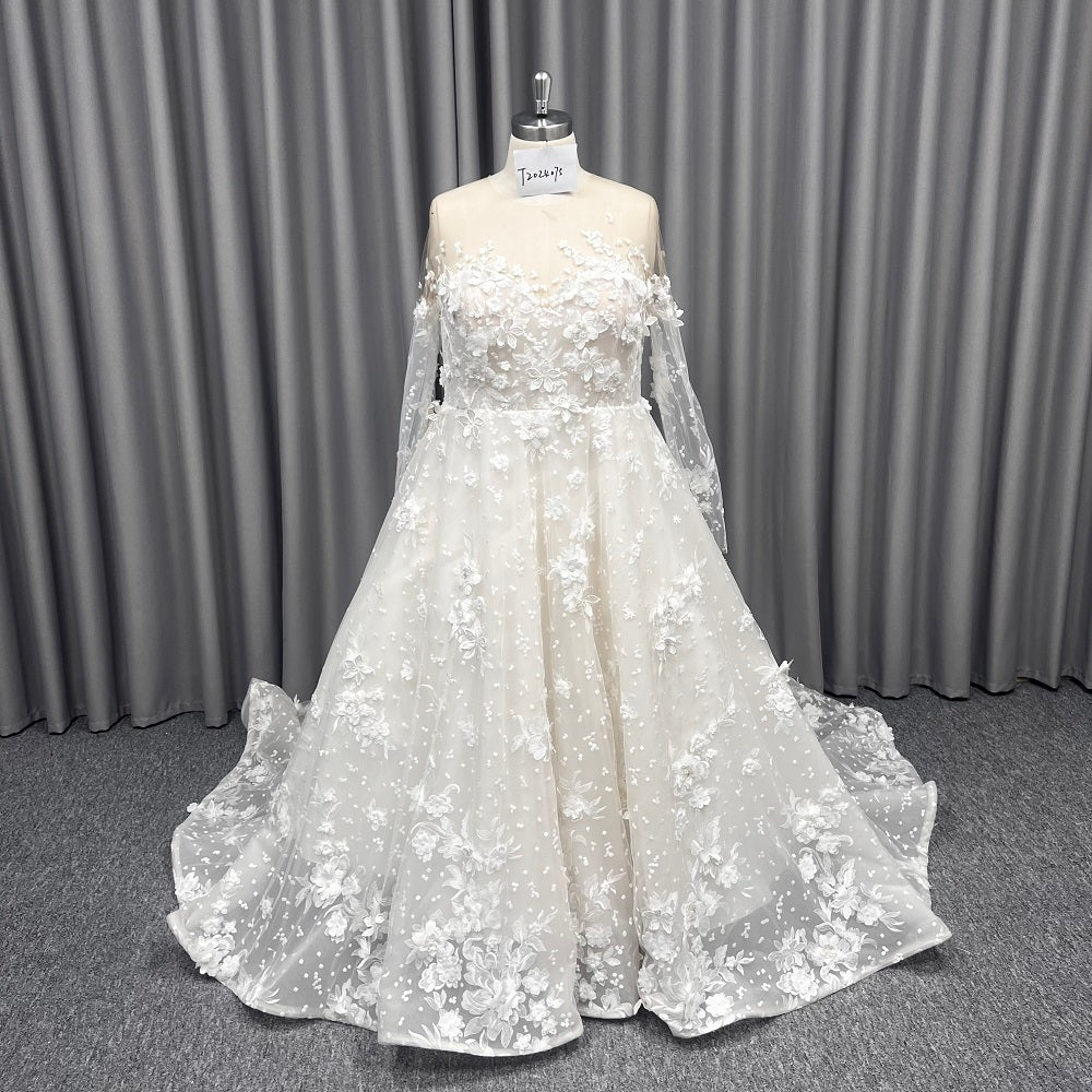 C2024-JDuke - plus size long sleeve wedding ball gown