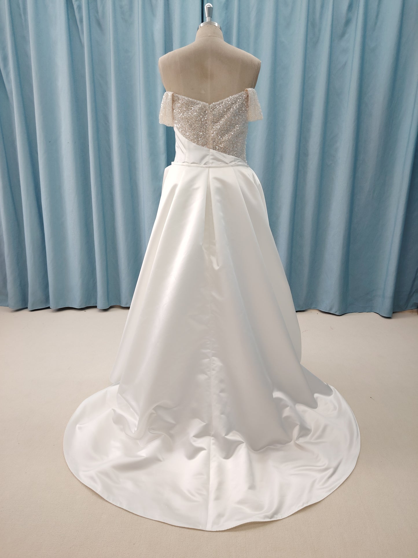 C2025-CDavis - plus size off the shoulder beaded bodice wedding gown