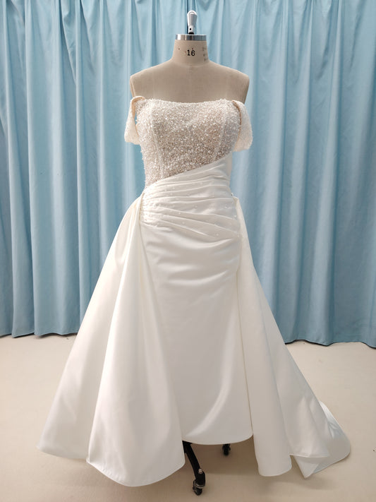 C2025-CDavis - plus size off the shoulder beaded bodice wedding gown