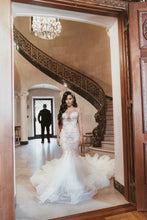 C2022-LS77 - Vestido de novia de alta costura de manga larga con pedrería