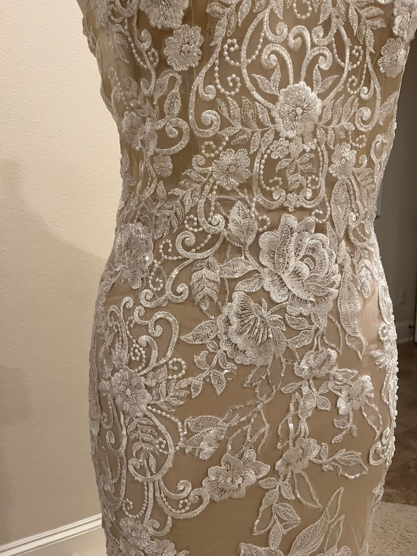 C2023-Abshire - sleeveless illusion neckline wedding gown with beaded embroidery and lace details