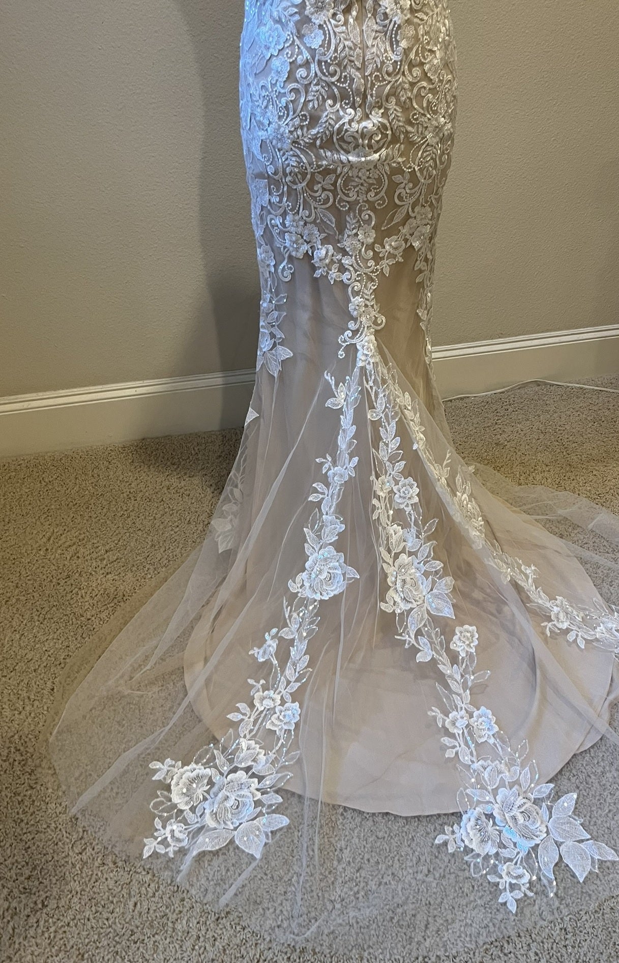 C2023-Abshire - sleeveless illusion neckline wedding gown with beaded embroidery and lace details