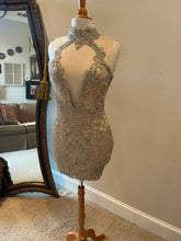 C2024-Milena - short crystal beaded halter cocktail dress