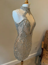 C2024-Milena - short crystal beaded halter cocktail dress