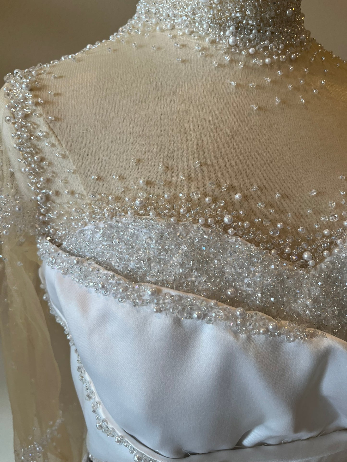 C2025-Aperkins - beaded sheer illusion neckline pleated bodice wedding gown