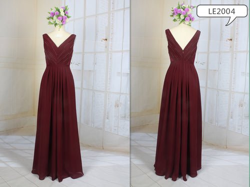 LE2004 - sleeveless v-neck empire waist formal mother of the groom dress