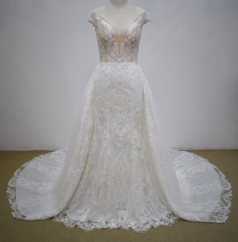 Style MA21013 - Cap sleeve embroidered wedding gown