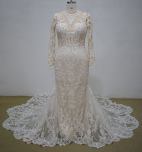 Style MA21047 - Traditional beaded long sleeve lace wedding gown