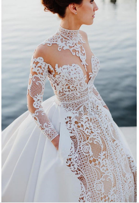 C2023-IRJC - Get an inspired version of this J’aton Couture long sleeve collar wedding gown design
