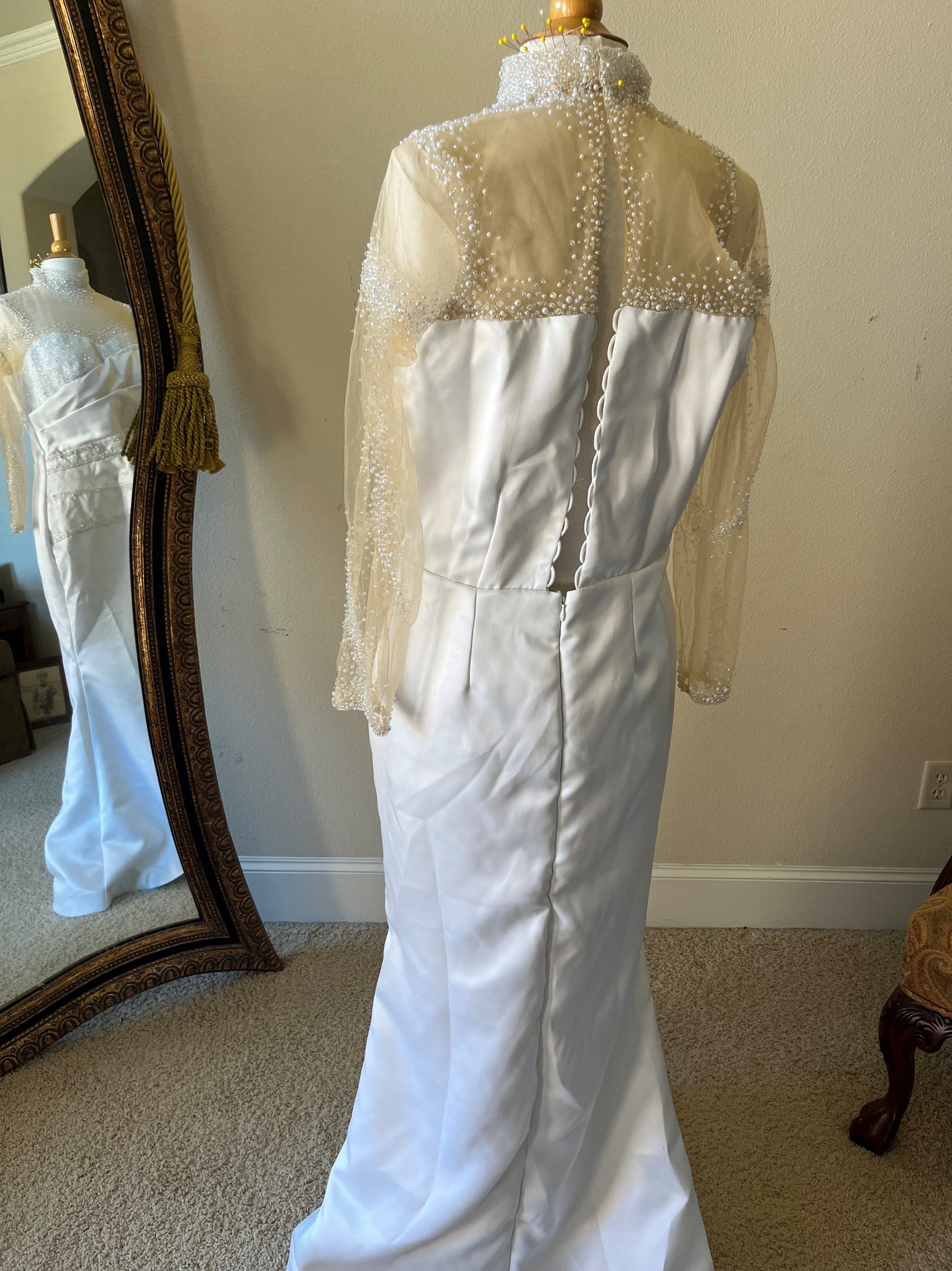 C2025-Aperkins - beaded sheer illusion neckline pleated bodice wedding gown