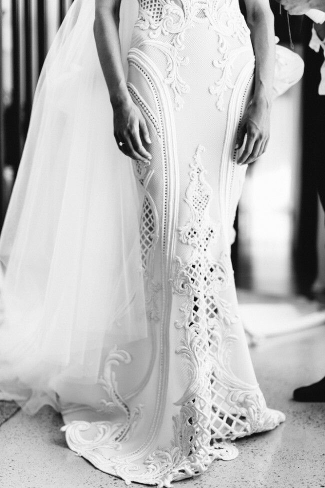 C2020-MArnold – ornate sleeveless fit-to-flare embroidered wedding gown