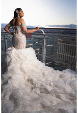 C2023-SC602 - off the shoulder swarovski crystal beaded fit-to-flare wedding gown