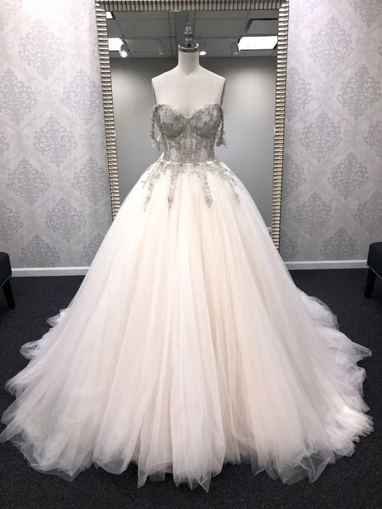 C2025-GLM2 - strapless off the shoulder beaded bodice wedding ball gown