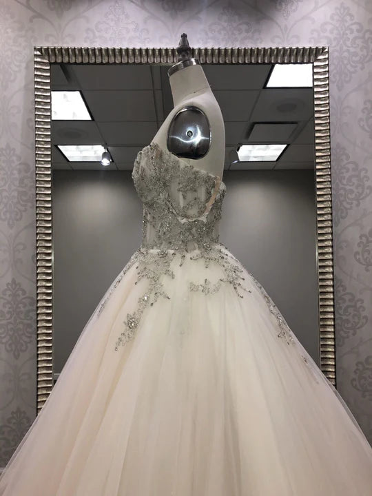 C2025-GLM2 - strapless off the shoulder beaded bodice wedding ball gown