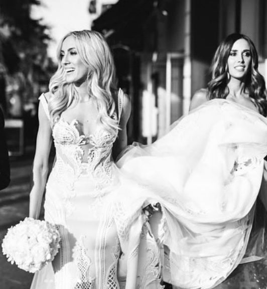 C2020-MArnold – ornate sleeveless fit-to-flare embroidered wedding gown