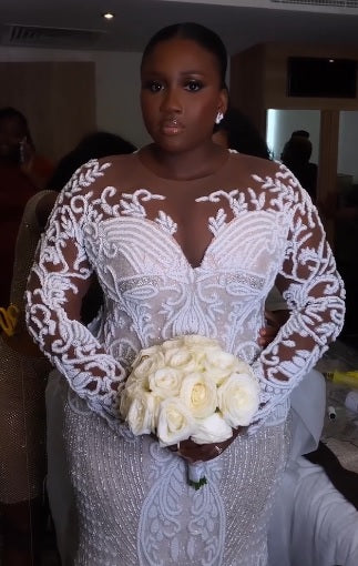 C2025-NLSPS - beaded long sleeve plus size wedding gown