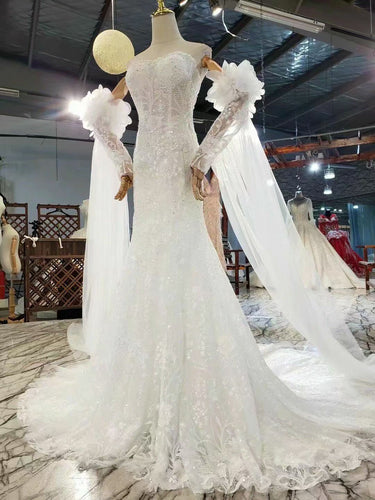 Style 0809-4  Halter wedding gown with sleeves
