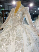 Style 820-23  Long sleeve bling wedding gown