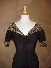 Style #E1095 - Black short sleeve mother of the bride dress in silk