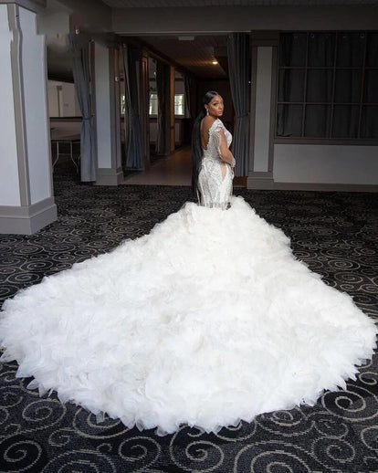 wedding dress with black beading Beaded Lace Black Wedding Dresses Long Sleeves – loveangeldress main image 0