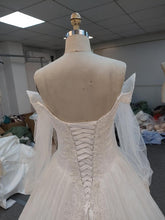 C2021-CMurphy Sheer long sleeve off the shoulder ball gown wedding dress
