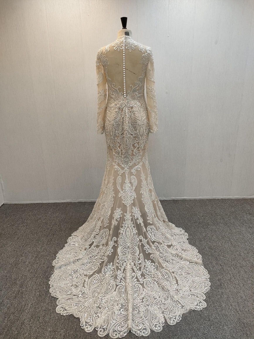 Style C2021-MHidalgo - Long Sleeve beaded embroidery wedding gown